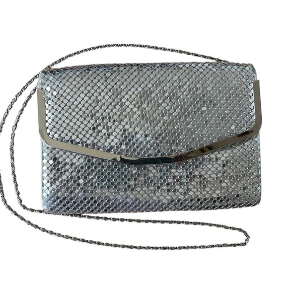 Vintage Silver Sequins Mesh Chain Strap Crossbody Bag - Picture 1 of 3